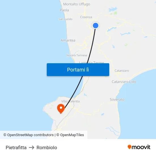 Pietrafitta to Rombiolo map