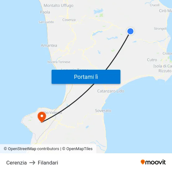 Cerenzia to Filandari map