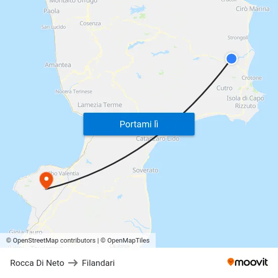 Rocca Di Neto to Filandari map