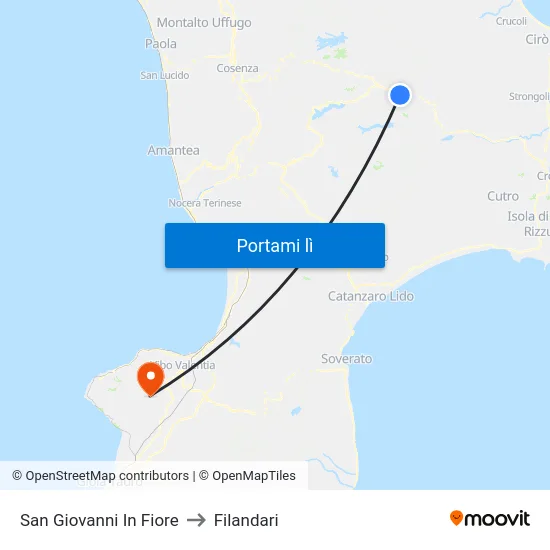 San Giovanni In Fiore to Filandari map
