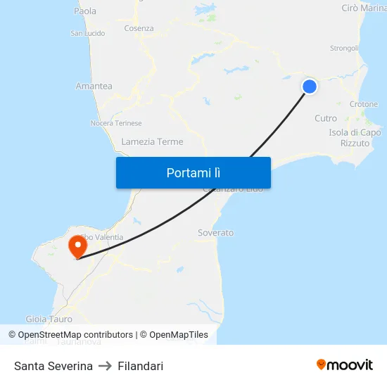 Santa Severina to Filandari map
