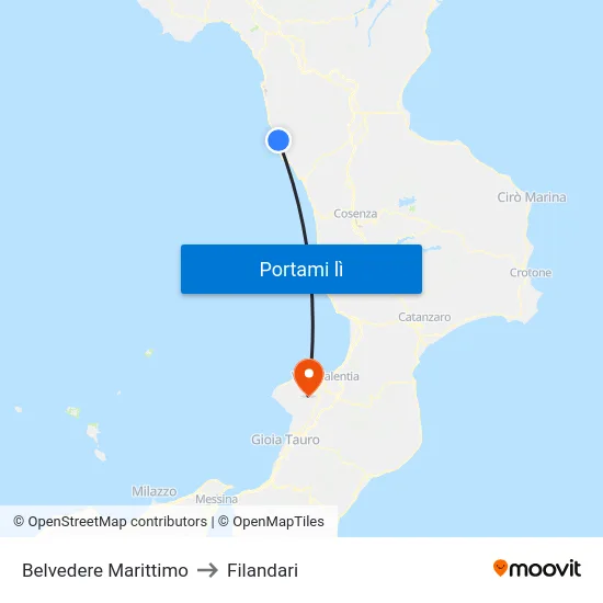 Belvedere Marittimo to Filandari map