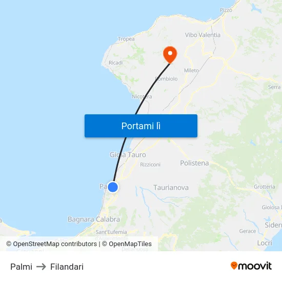 Palmi to Filandari map