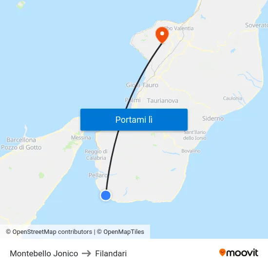 Montebello Jonico to Filandari map