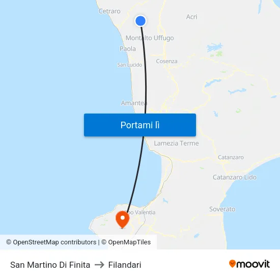 San Martino Di Finita to Filandari map