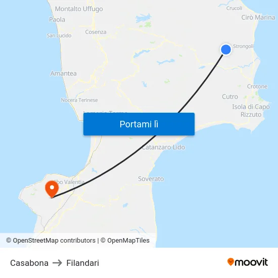 Casabona to Filandari map