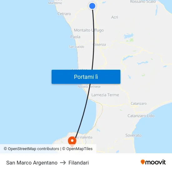 San Marco Argentano to Filandari map