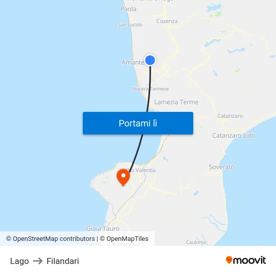 Lago to Filandari map