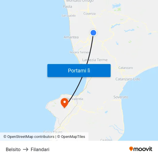 Belsito to Filandari map