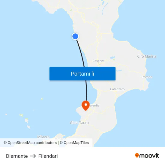 Diamante to Filandari map