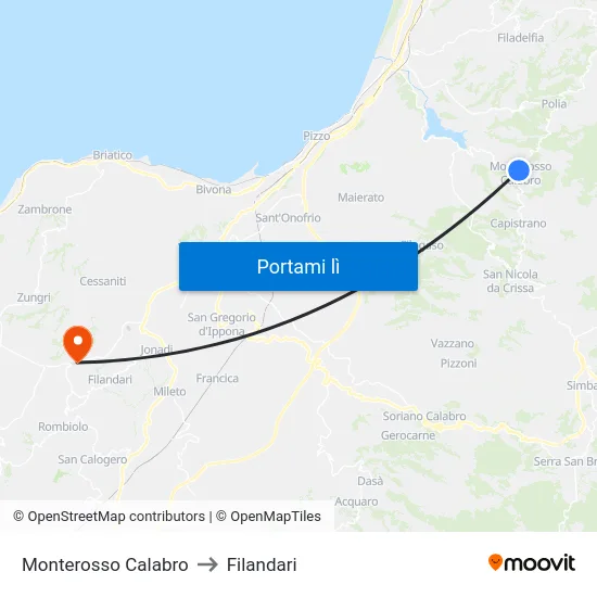 Monterosso Calabro to Filandari map