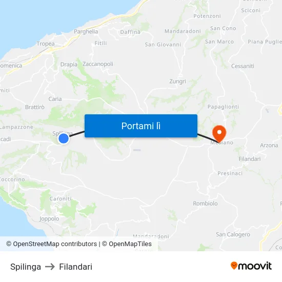 Spilinga to Filandari map