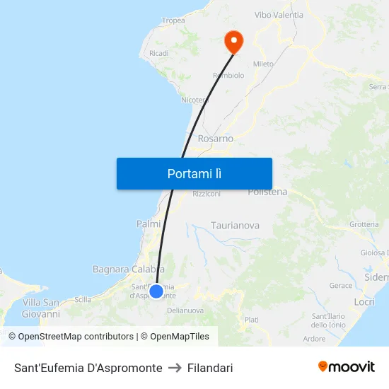 Sant'Eufemia D'Aspromonte to Filandari map