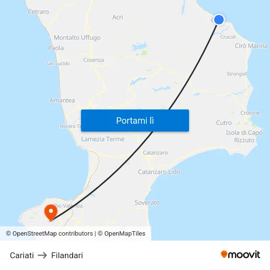 Cariati to Filandari map