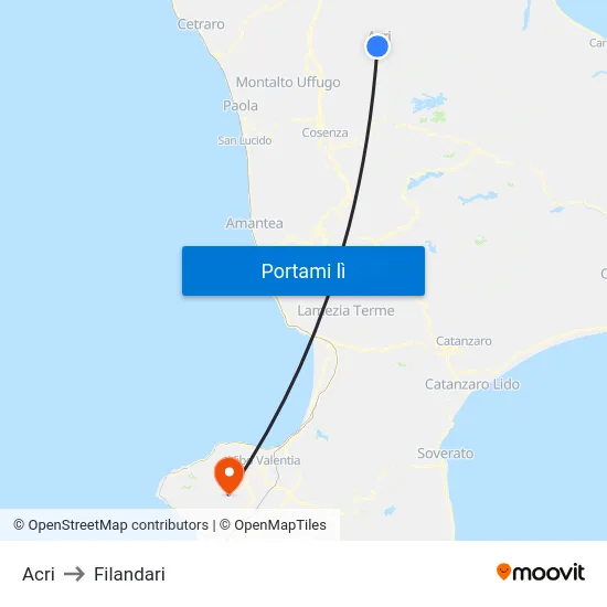 Acri to Filandari map