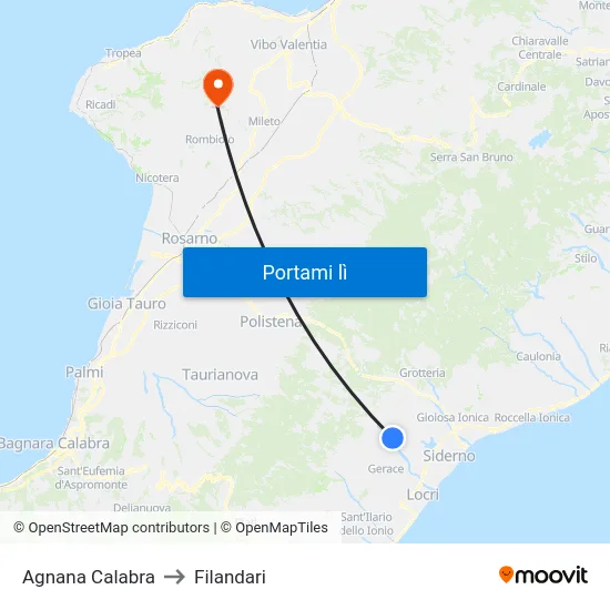 Agnana Calabra to Filandari map