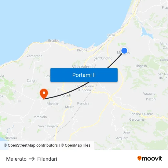Maierato to Filandari map
