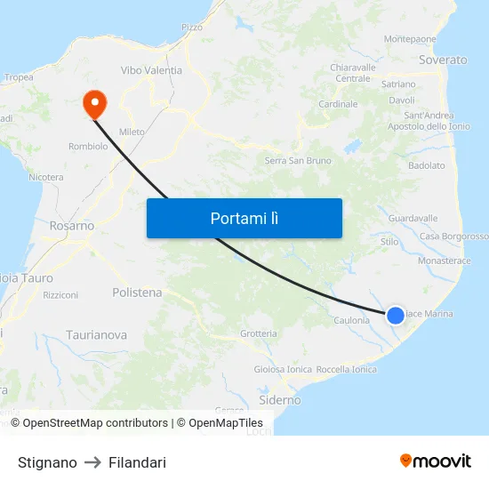 Stignano to Filandari map