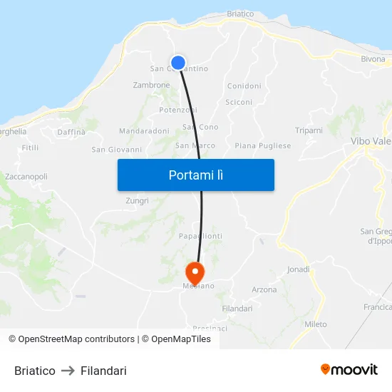 Briatico to Filandari map