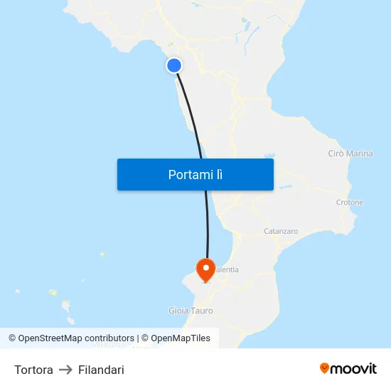 Tortora to Filandari map