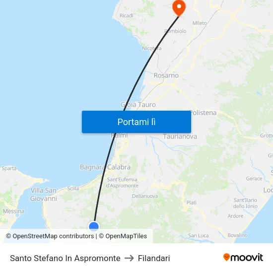 Santo Stefano In Aspromonte to Filandari map