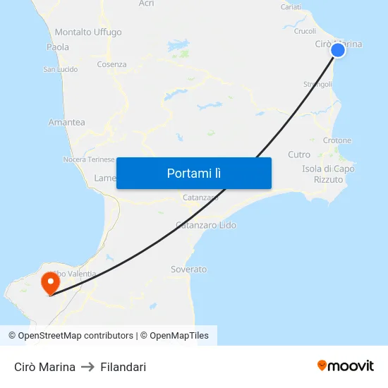 Cirò Marina to Filandari map