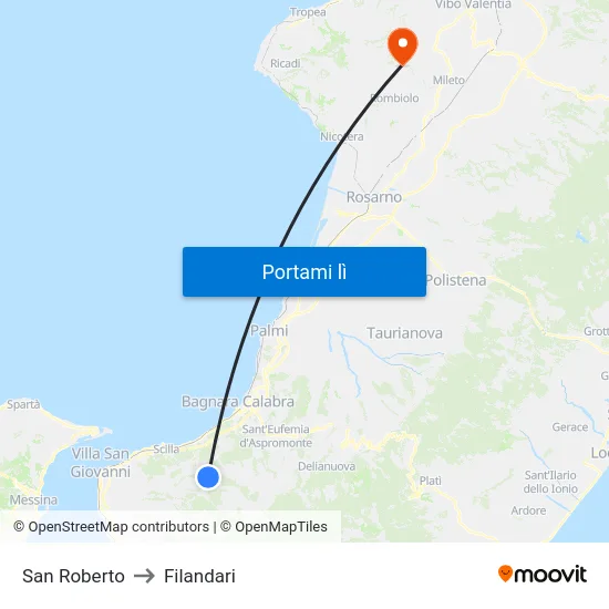 San Roberto to Filandari map