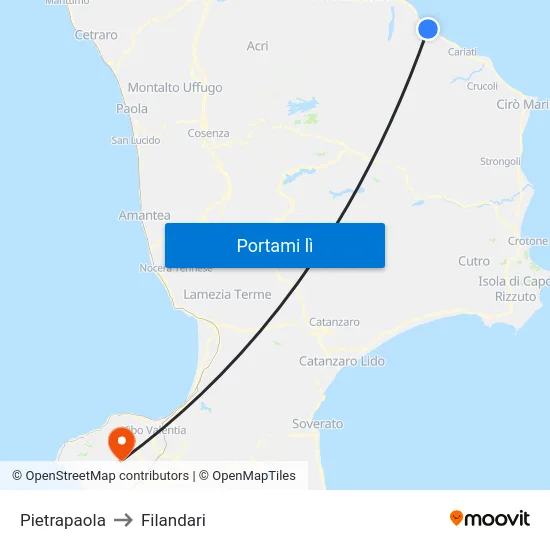 Pietrapaola to Filandari map