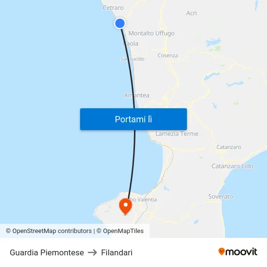 Guardia Piemontese to Filandari map