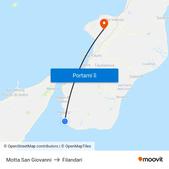 Motta San Giovanni to Filandari map