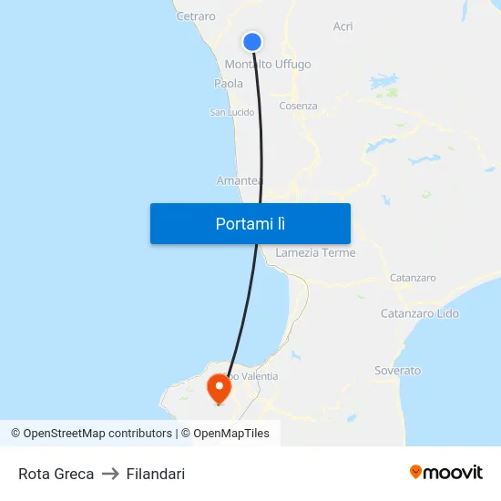 Rota Greca to Filandari map