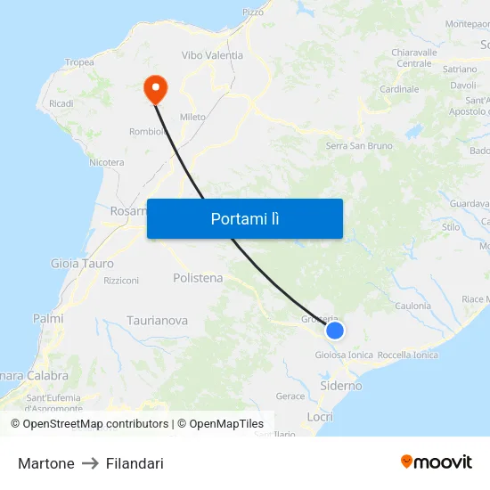 Martone to Filandari map