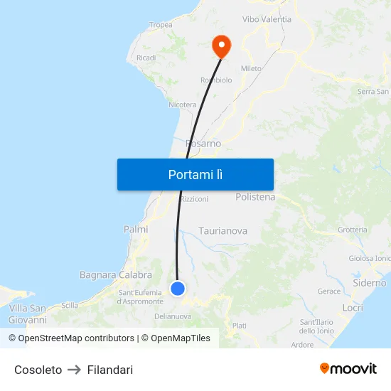 Cosoleto to Filandari map