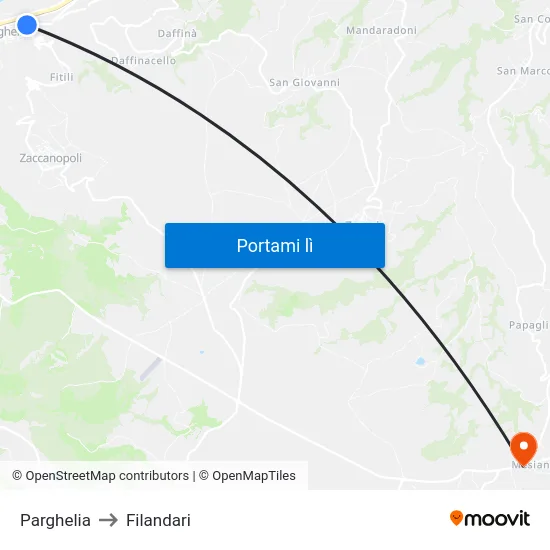 Parghelia to Filandari map