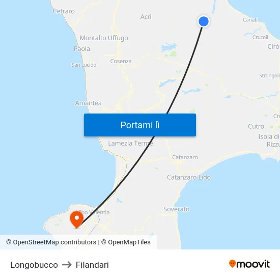 Longobucco to Filandari map