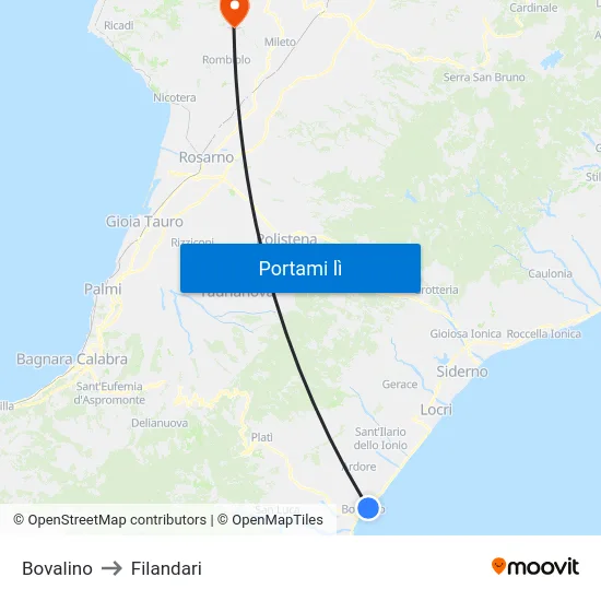 Bovalino to Filandari map