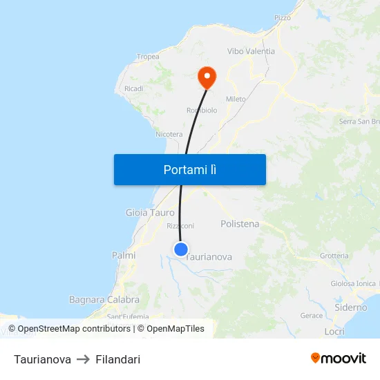 Taurianova to Filandari map