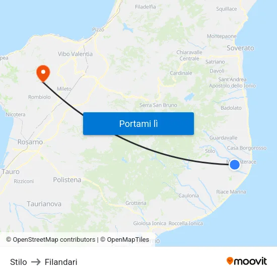 Stilo to Filandari map