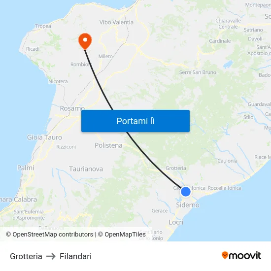 Grotteria to Filandari map