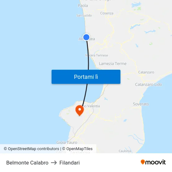 Belmonte Calabro to Filandari map