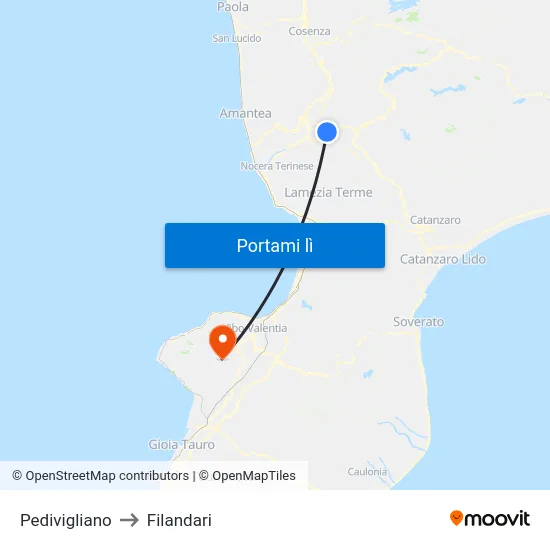 Pedivigliano to Filandari map