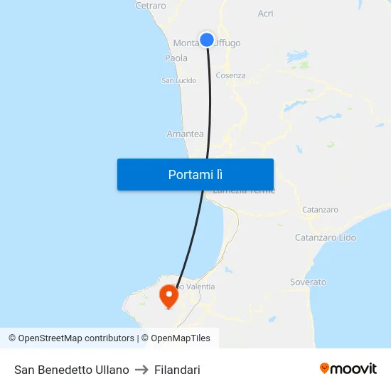 San Benedetto Ullano to Filandari map