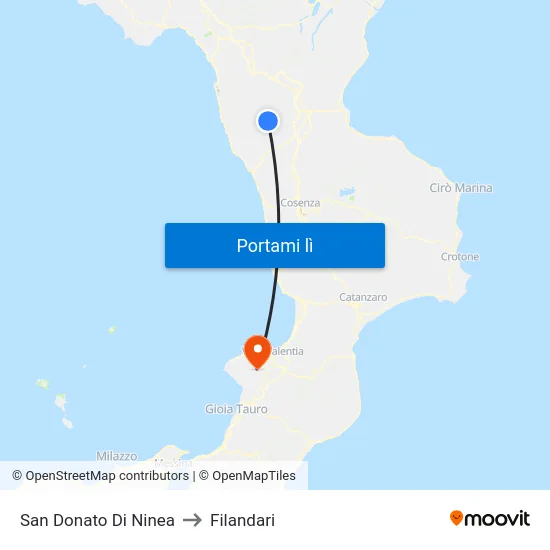 San Donato Di Ninea to Filandari map