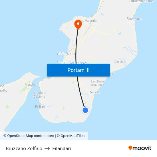 Bruzzano Zeffirio to Filandari map