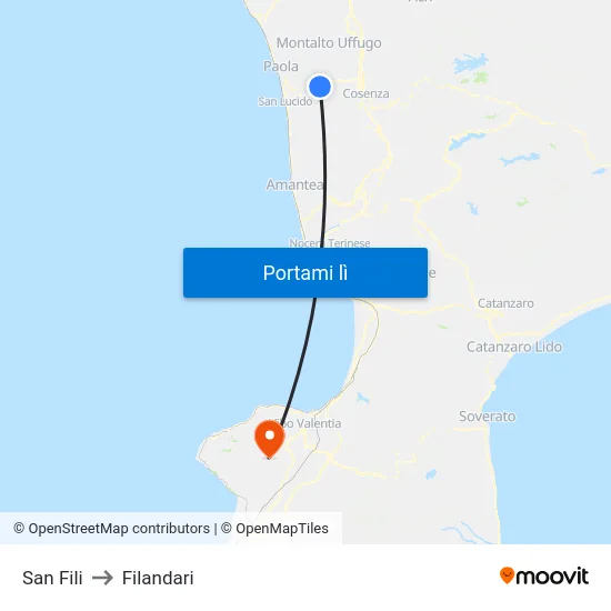 San Fili to Filandari map