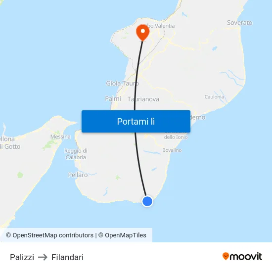 Palizzi to Filandari map