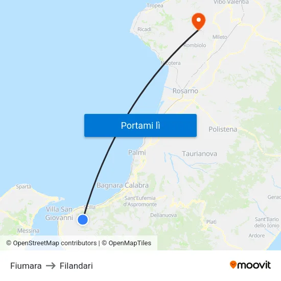 Fiumara to Filandari map