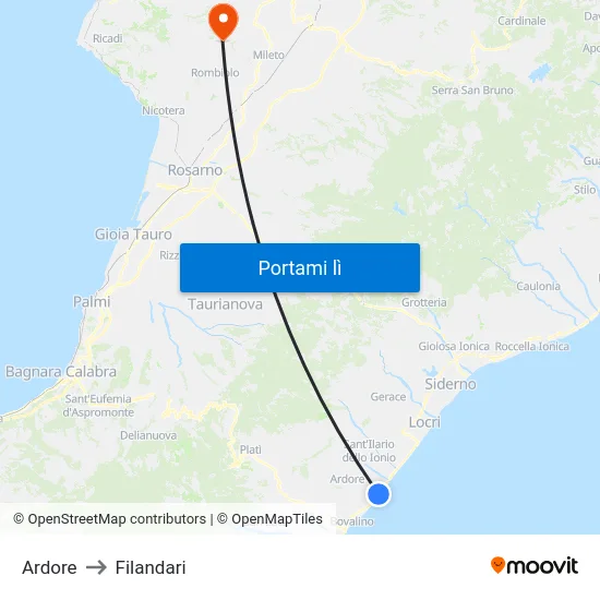 Ardore to Filandari map