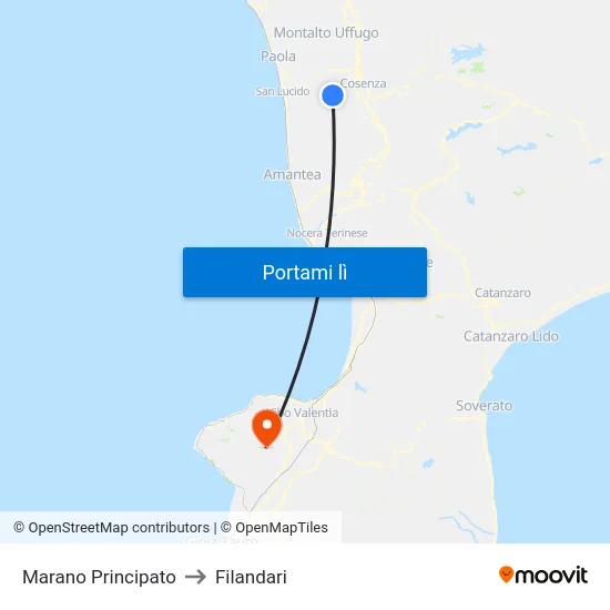 Marano Principato to Filandari map