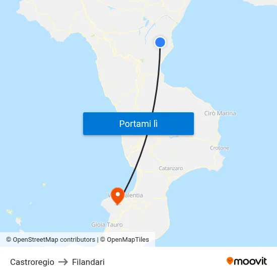 Castroregio to Filandari map